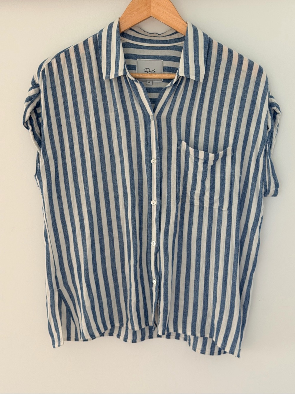 Rails Whitney Echo Stripe Linen Blend Shirt Medium